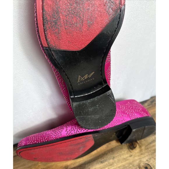 Fuchsia Sequin Stone Men's Loafers Size 11 Slip On Dress Shoes Wedding Prom Date - Picture 10 of 10